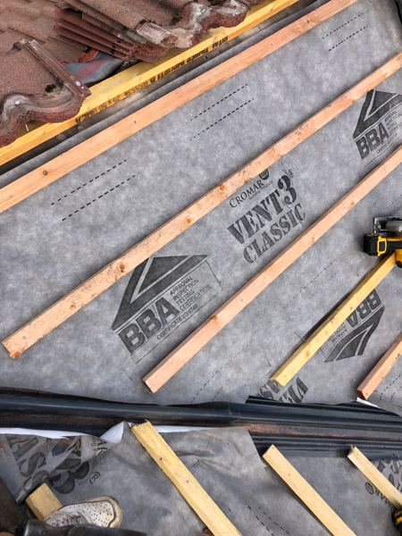 New breathable membrane and treated battens above the dark valley channel