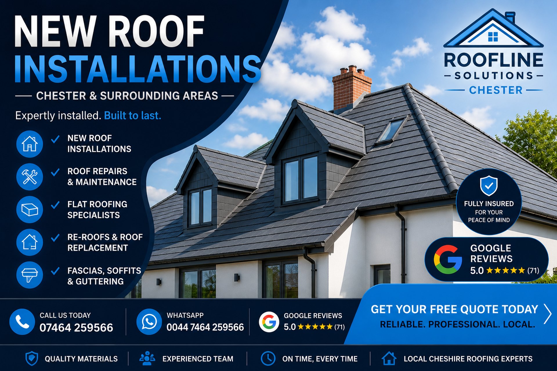 New roof installations in Chester by Roofline Solutions
