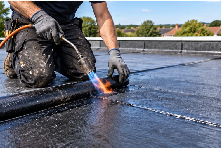 Flat roof repairs and torch-on felt work