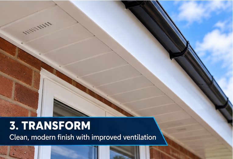 New UPVC fascia and soffit being fitted