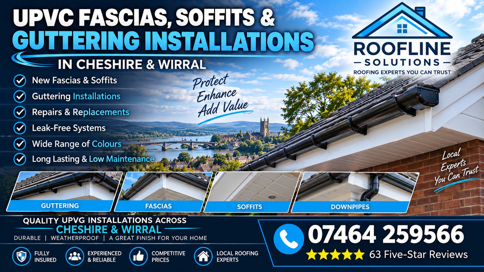 UPVC fascias, soffits and guttering installations across Cheshire and the Wirral by Roofline Solutions